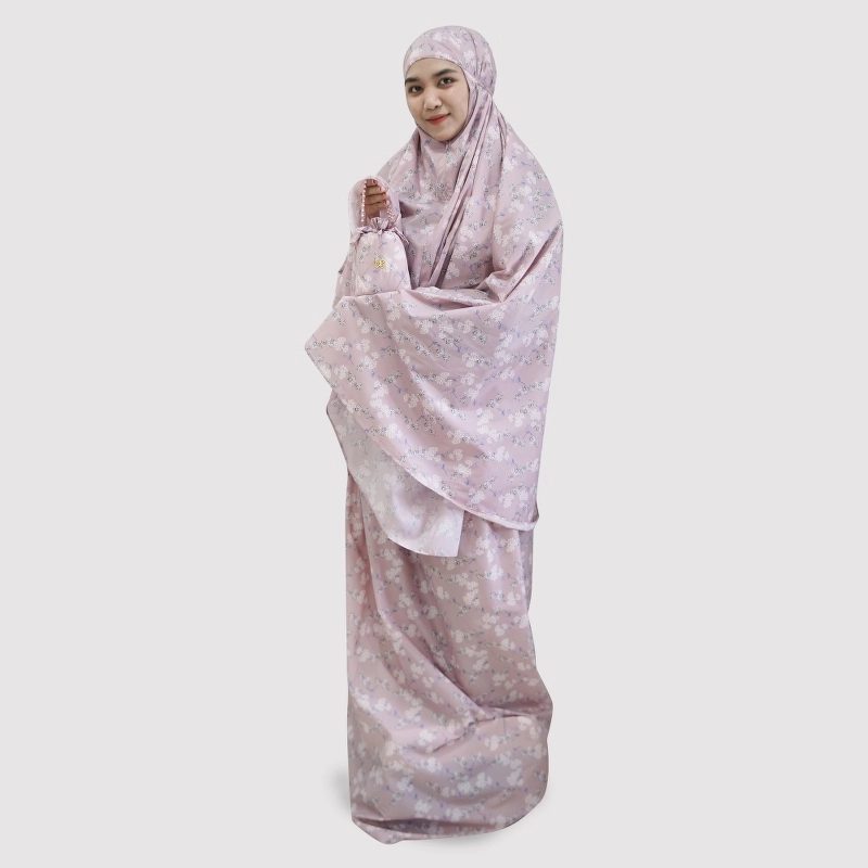 Product image DS Modest - Mukena Travel DS Mukena Traveling Motif Camellia all variant PINK FROST
